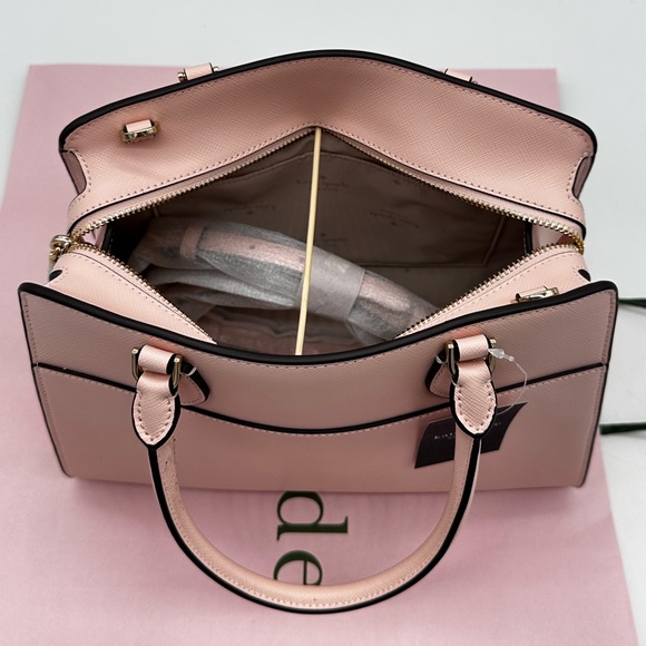 Kate Spade Madison Printed Medium Satchel Bag Conch Pink - Picture 8 of 13